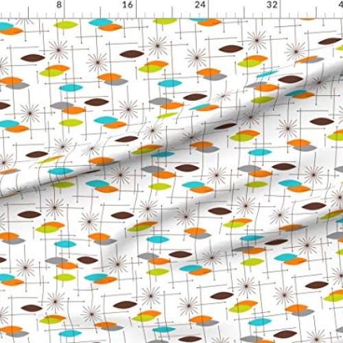 Spoonflower Fabric - Mid Century Modern, Orbs, Large Scale, Starbu...