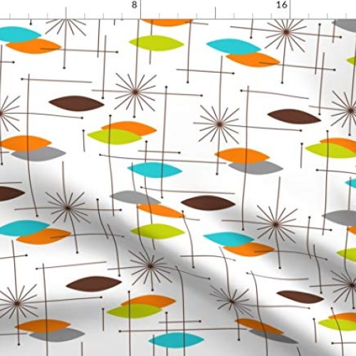 Spoonflower Fabric - Mid Century Modern, Orbs, Large Scale, Starbu...