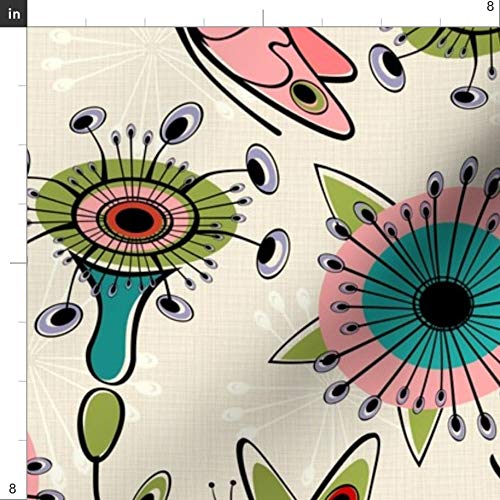 Spoonflower Fabric - Mod Butterflies Flowers Butterfly Floral Spri...