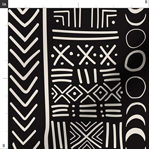 Spoonflower Fabric - Mudcloth Solar Africa Inspired Boho Moon Luna...