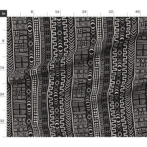Spoonflower Fabric - Mudcloth Solar Africa Inspired Boho Moon Luna...