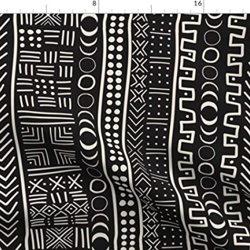 Spoonflower Fabric - Mudcloth Solar Africa Inspired Boho Moon Luna...