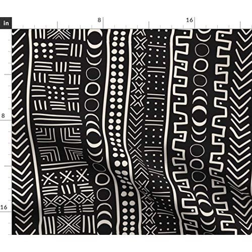 Spoonflower Fabric - Mudcloth Solar Africa Inspired Boho Moon Luna...
