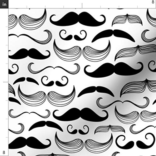 Spoonflower Fabric - Mustache Hair Hipster Man Retro Printed on Pe...
