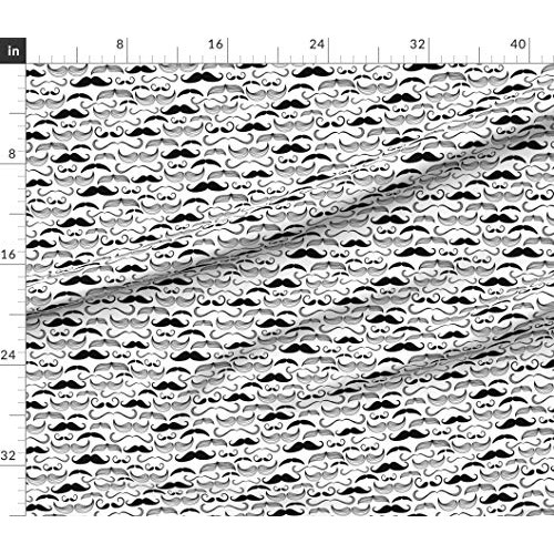 Spoonflower Fabric - Mustache Hair Hipster Man Retro Printed on Pe...
