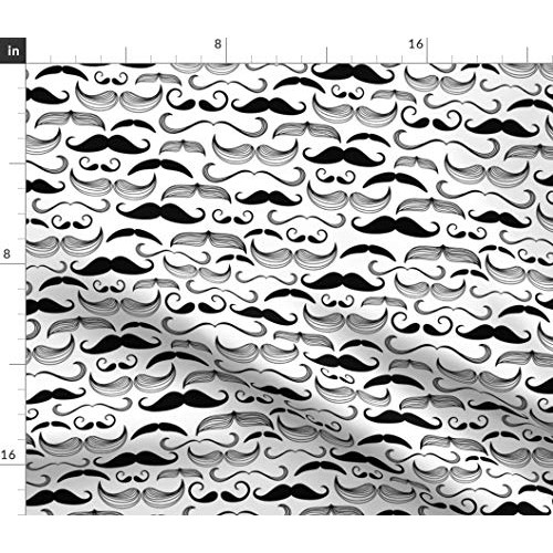 Spoonflower Fabric - Mustache Hair Hipster Man Retro Printed on Pe...