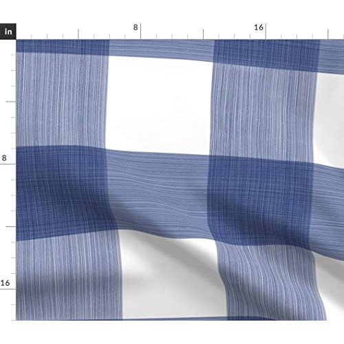 Spoonflower Fabric - Navy Buffalo Plaid Check Gingham Blue White P...