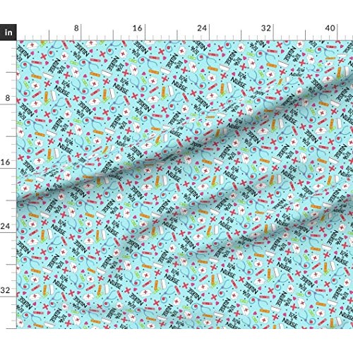 Spoonflower Fabric - Nurse, Love, Blue, Hospital, Appreciation, Vi...