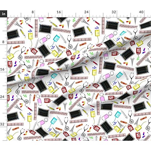 Spoonflower Fabric - Nurse Medical Theme Registered Cardiac Nursin...