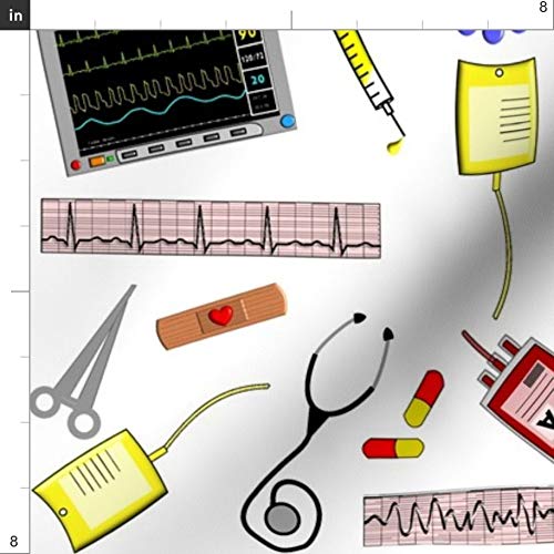 Spoonflower Fabric - Nurse Medical Theme Registered Cardiac Nursin...