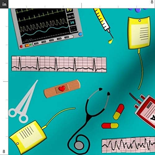 Spoonflower Fabric - Nurse Theme Cardiac Registered Tools Hospital...