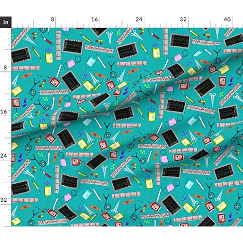 Spoonflower Fabric - Nurse Theme Cardiac Registered Tools Hospital...