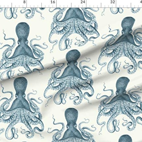 Spoonflower Fabric - Octopus Sea Coastal Nautical Vintage Beach Su...