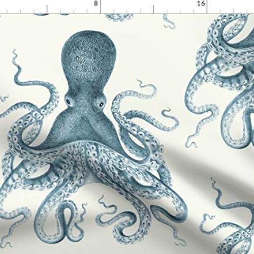 Spoonflower Fabric - Octopus Sea Coastal Nautical Vintage Beach Su...