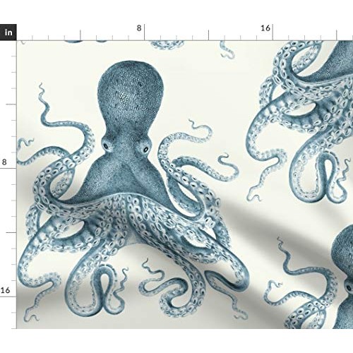 Spoonflower Fabric - Octopus Sea Coastal Nautical Vintage Beach Su...