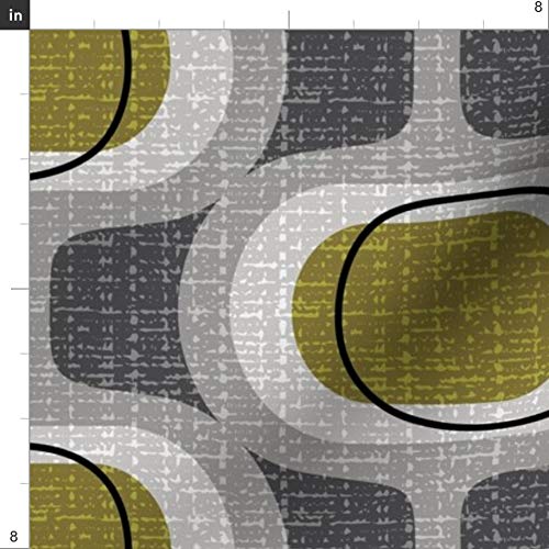 Spoonflower Fabric - Orbs Retro Green Mid Century Mod Modern Farmh...