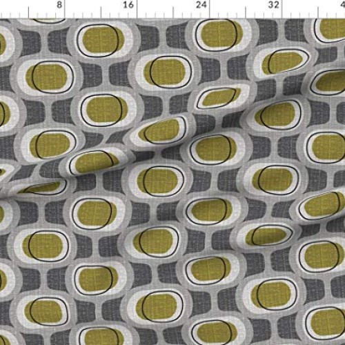 Spoonflower Fabric - Orbs Retro Green Mid Century Mod Modern Farmh...