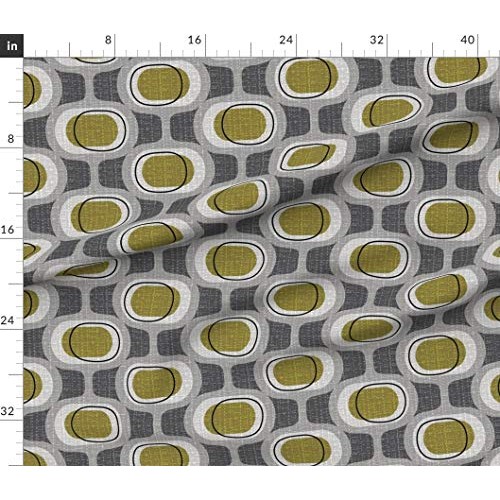 Spoonflower Fabric - Orbs Retro Green Mid Century Mod Modern Farmh...