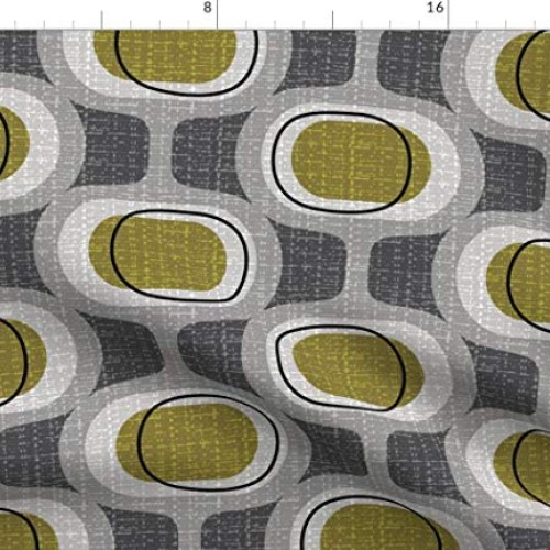 Spoonflower Fabric - Orbs Retro Green Mid Century Mod Modern Farmh...