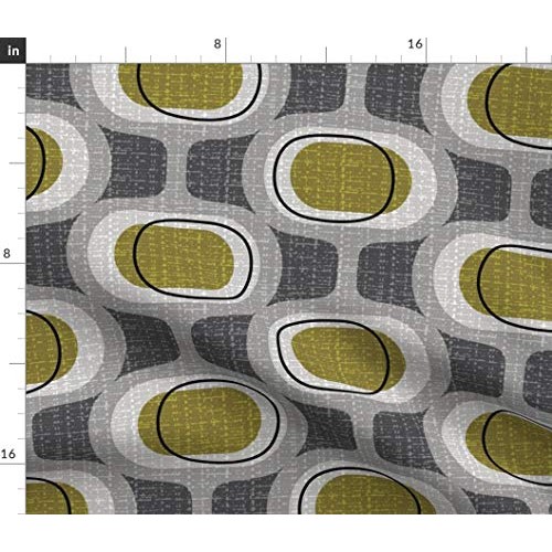 Spoonflower Fabric - Orbs Retro Green Mid Century Mod Modern Farmh...