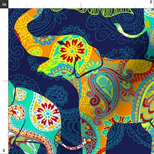 Spoonflower Fabric - Paisley, Elephants, Asian, African, Vibrant, ...