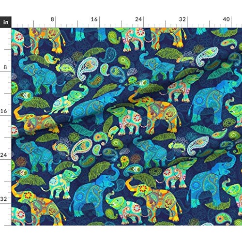 Spoonflower Fabric - Paisley, Elephants, Asian, African, Vibrant, ...