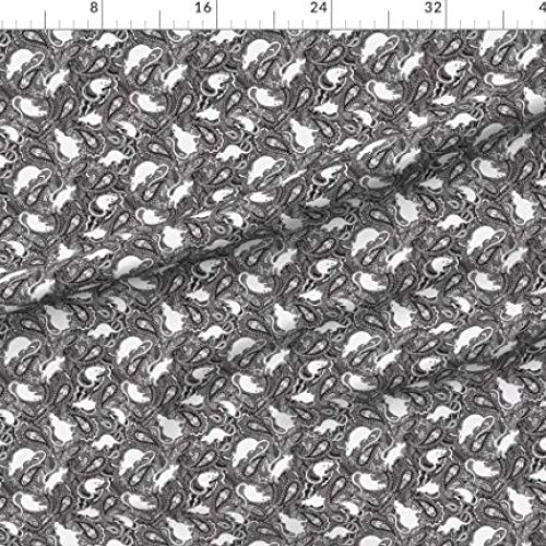 Spoonflower Fabric - Paisley Power Small White Rat Print Rodent Cr...