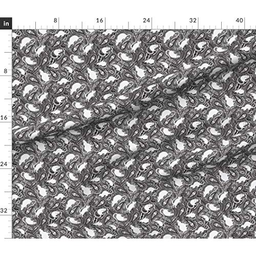 Spoonflower Fabric - Paisley Power Small White Rat Print Rodent Cr...