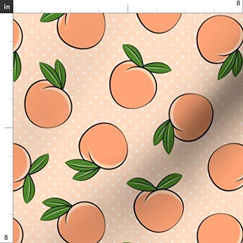 Spoonflower Fabric - Peaches Polka Dots Peach Summer Fruit Little ...