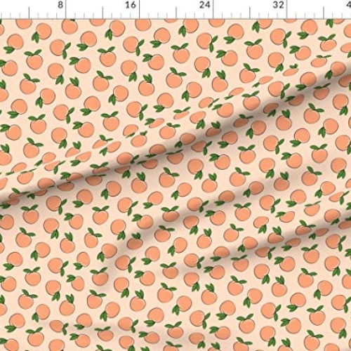Spoonflower Fabric - Peaches Polka Dots Peach Summer Fruit Little ...
