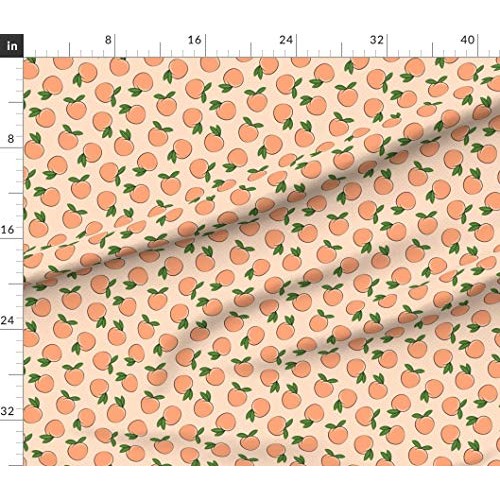 Spoonflower Fabric - Peaches Polka Dots Peach Summer Fruit Little ...