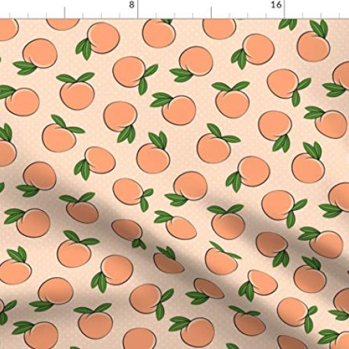 Spoonflower Fabric - Peaches Polka Dots Peach Summer Fruit Little ...