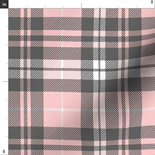 Spoonflower Fabric - Pink Grey Plaid Wholecloth Coordinate Tartan ...