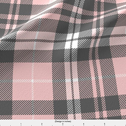 Spoonflower Fabric - Pink Grey Plaid Wholecloth Coordinate Tartan ...