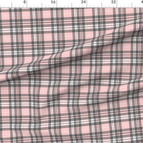 Spoonflower Fabric - Pink Grey Plaid Wholecloth Coordinate Tartan ...