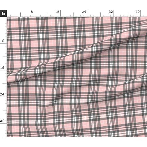 Spoonflower Fabric - Pink Grey Plaid Wholecloth Coordinate Tartan ...