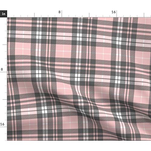 Spoonflower Fabric - Pink Grey Plaid Wholecloth Coordinate Tartan ...