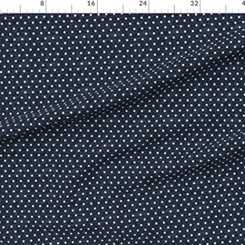 Spoonflower Fabric - Polkadot Navy Blue Indigo Rockabilly White Do...