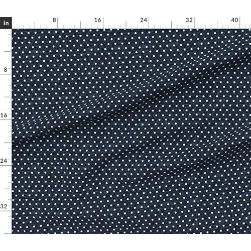Spoonflower Fabric - Polkadot Navy Blue Indigo Rockabilly White Do...
