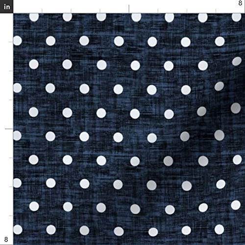 Spoonflower Fabric - Polkadot Navy Blue Indigo Rockabilly White Do...