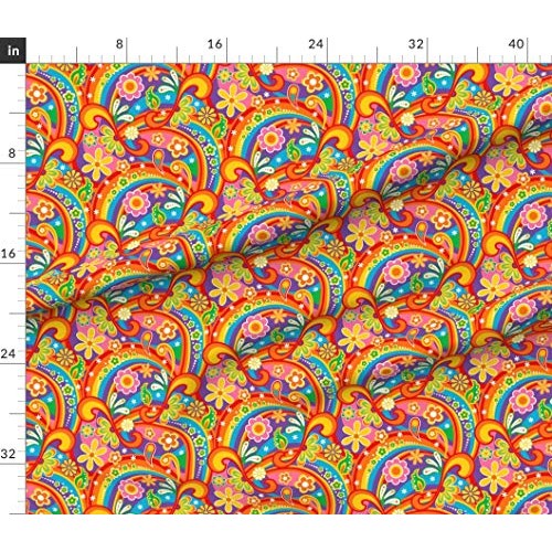 Spoonflower Fabric - Psychedelic Flower Power 1960S Flowers Colorf...