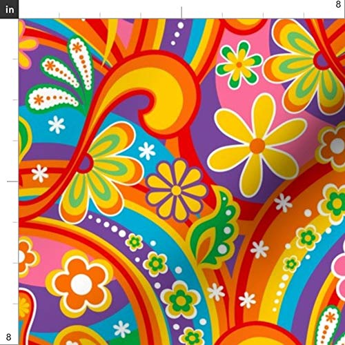 Spoonflower Fabric - Psychedelic Flower Power 1960S Flowers Colorf...
