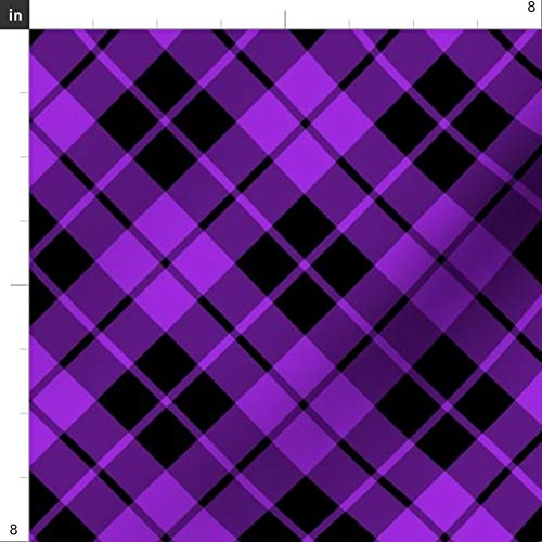 Spoonflower Fabric - Purple Black Tartan Plaid Printed on Petal Si...