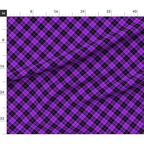 Spoonflower Fabric - Purple Black Tartan Plaid Printed on Petal Si...