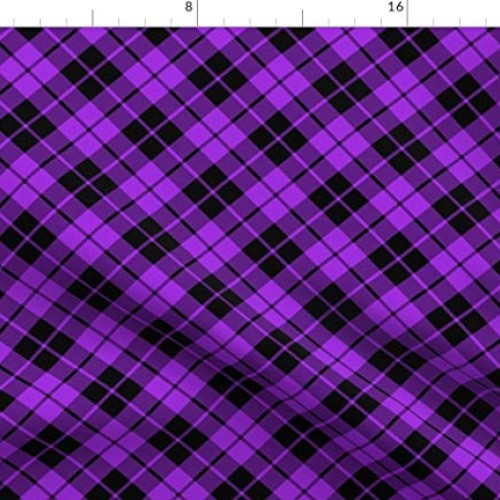 Spoonflower Fabric - Purple Black Tartan Plaid Printed on Petal Si...