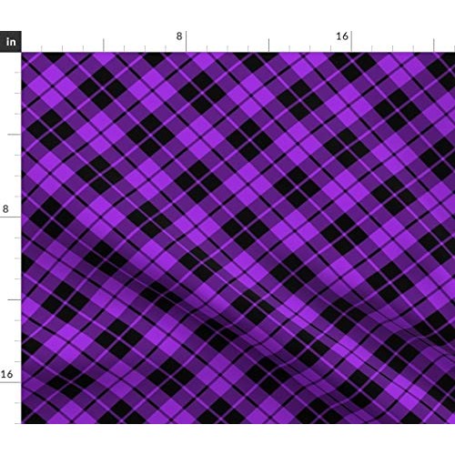 Spoonflower Fabric - Purple Black Tartan Plaid Printed on Petal Si...