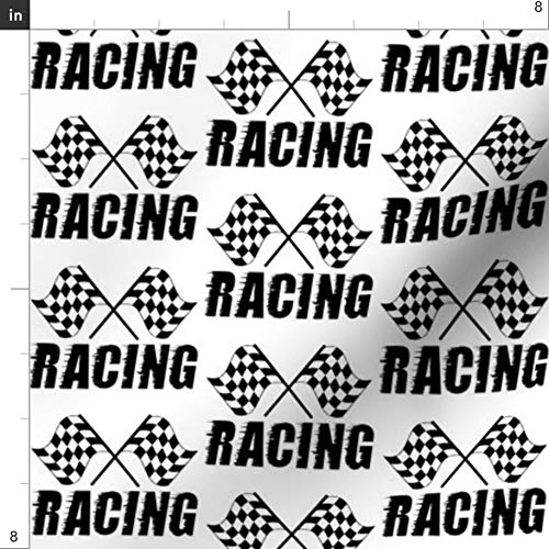 Spoonflower Fabric - Racing Flag Car Checkered Printed on Petal Si...