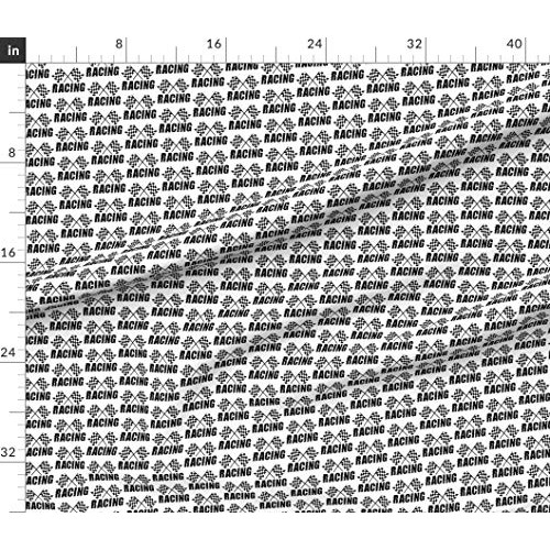 Spoonflower Fabric - Racing Flag Car Checkered Printed on Petal Si...