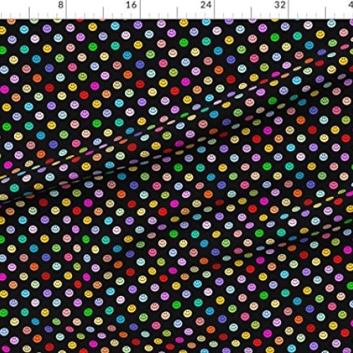 Spoonflower Fabric - Rainbow Polka Dot Pattern Face Colorful Multi...