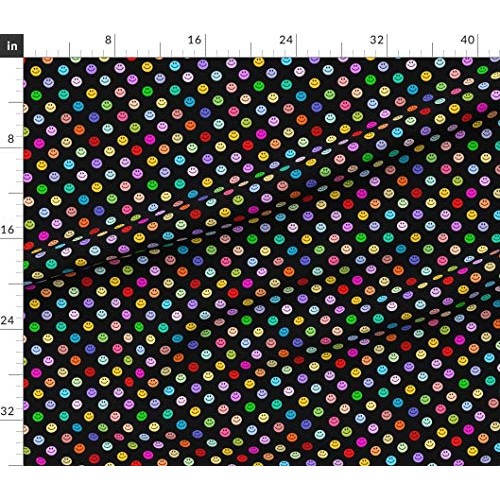 Spoonflower Fabric - Rainbow Polka Dot Pattern Face Colorful Multi...